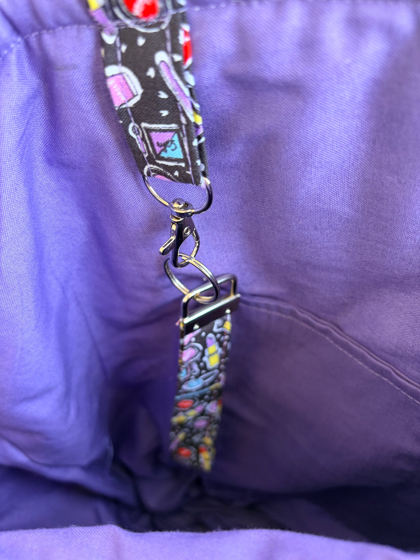 Lavender make-up print extra large handmade tote Bag.