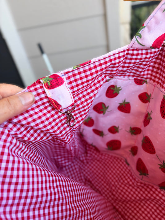 Strawberry Print large Tote bag