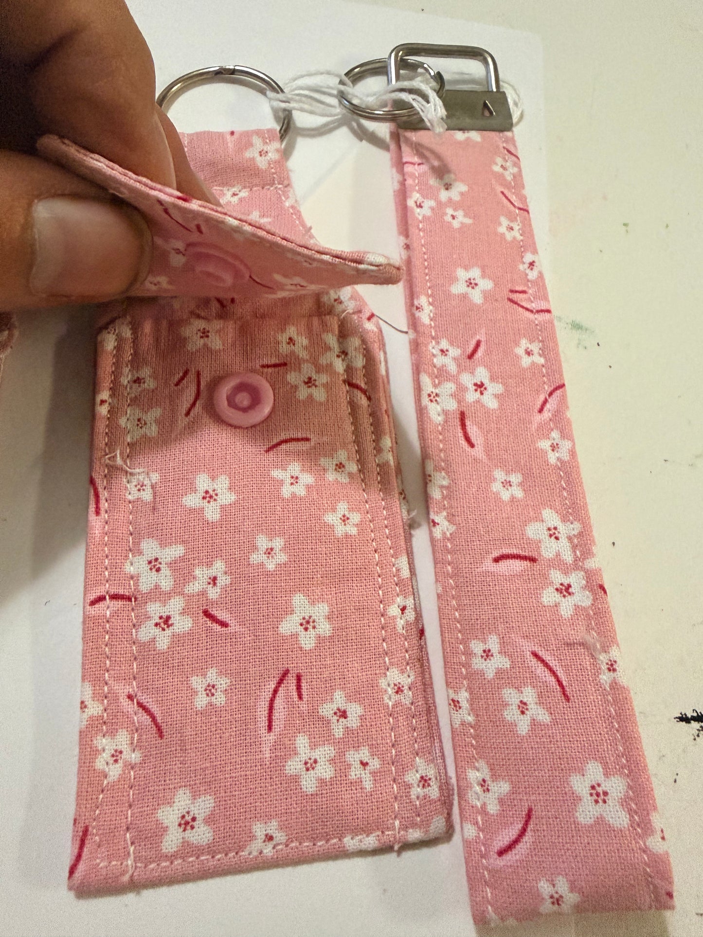 Lip Balm and wristlet combo in small cherry blossom print.