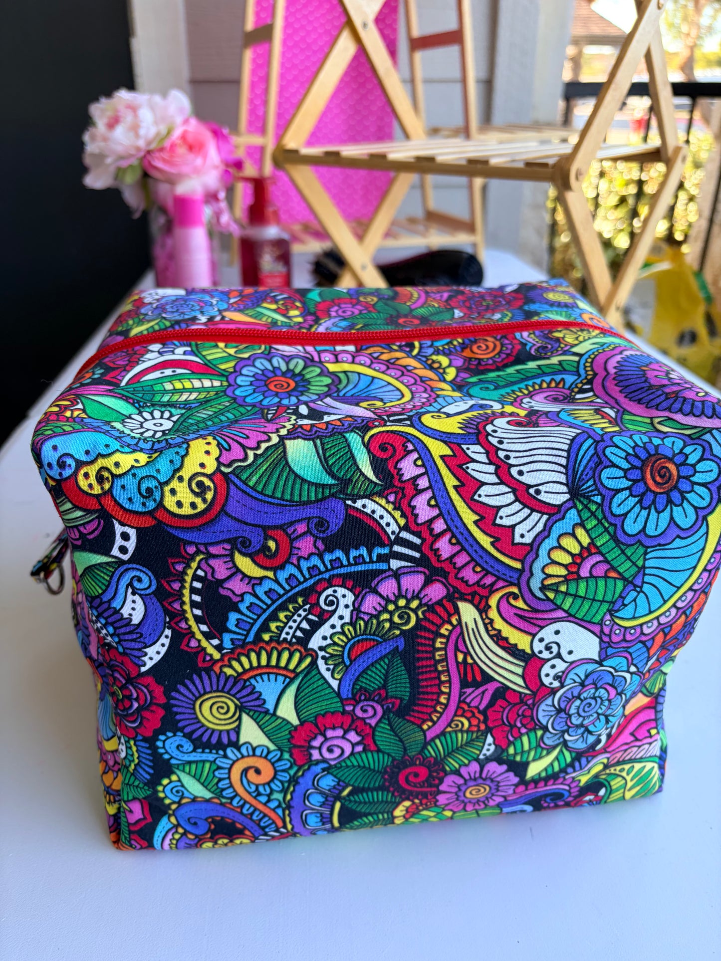 Abstract Flower Print, Jumbo Boxy Pouch