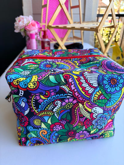 Abstract Flower Print, Jumbo Boxy Pouch