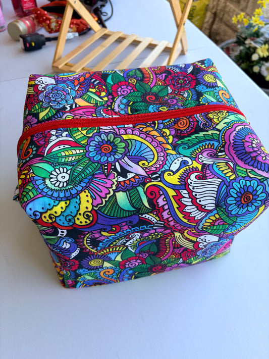 Abstract Flower Print, Jumbo Boxy Pouch