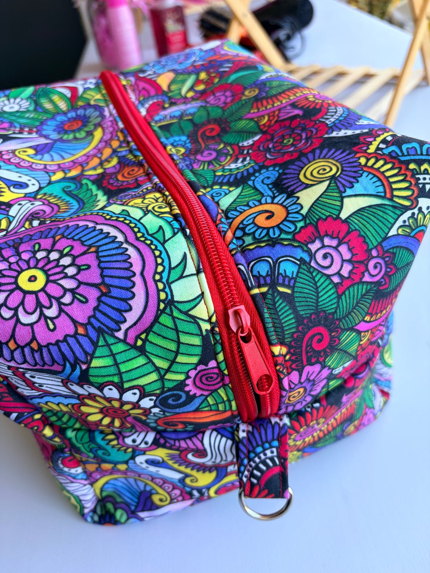 Abstract Flower Print, Jumbo Boxy Pouch