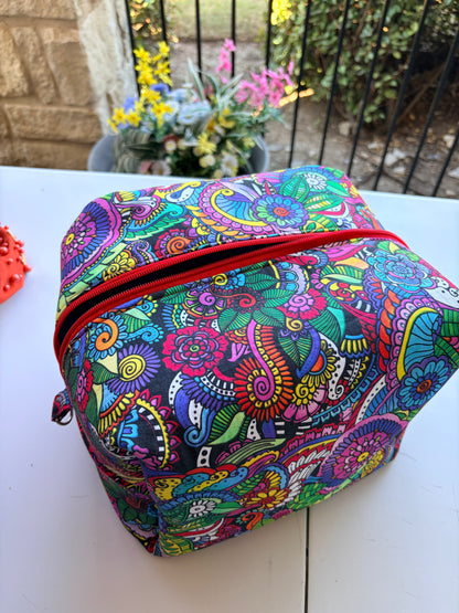 Abstract Flower Print, Jumbo Boxy Pouch