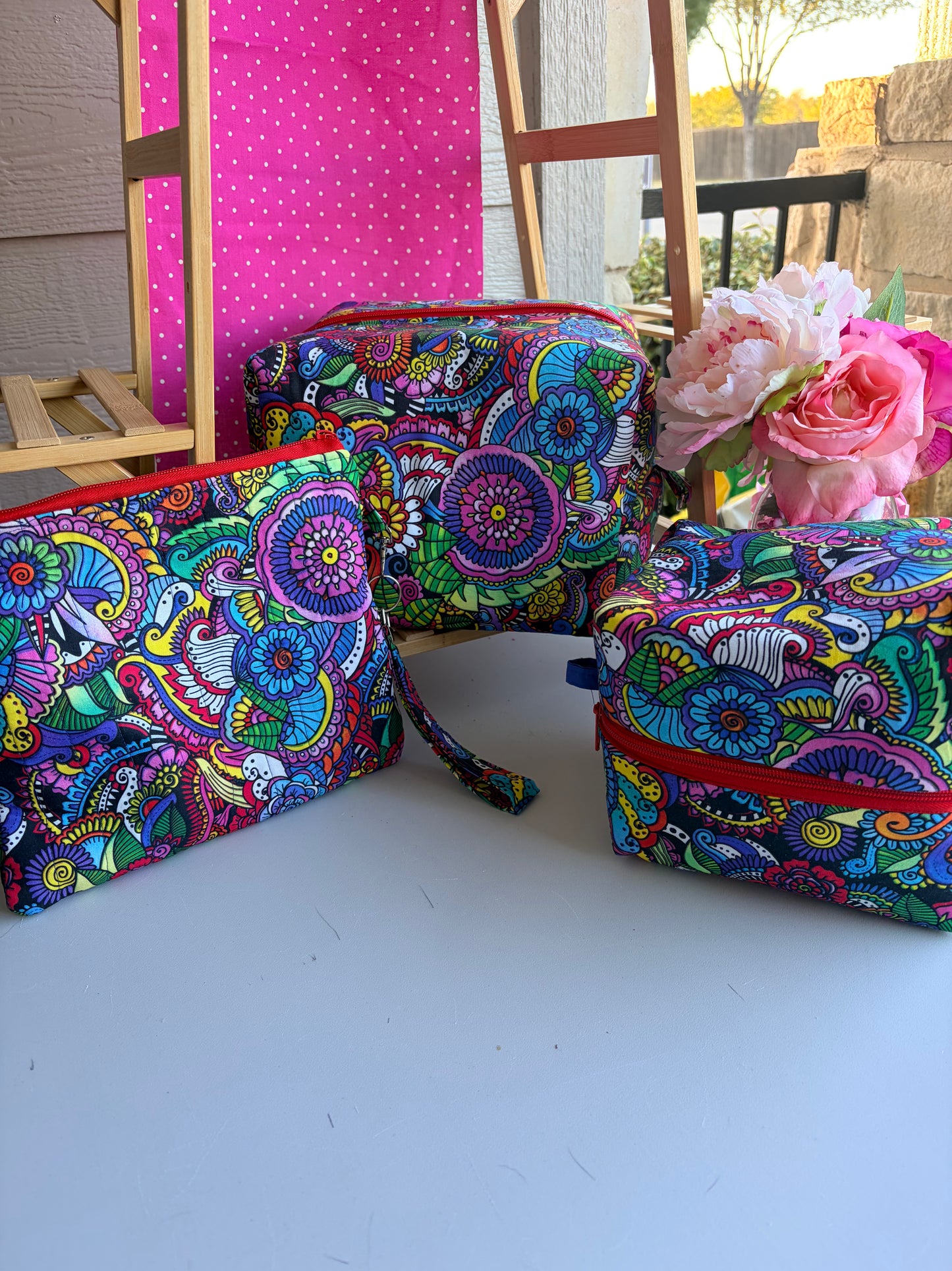 Quilted Abstract Floral Medium Coin Purse