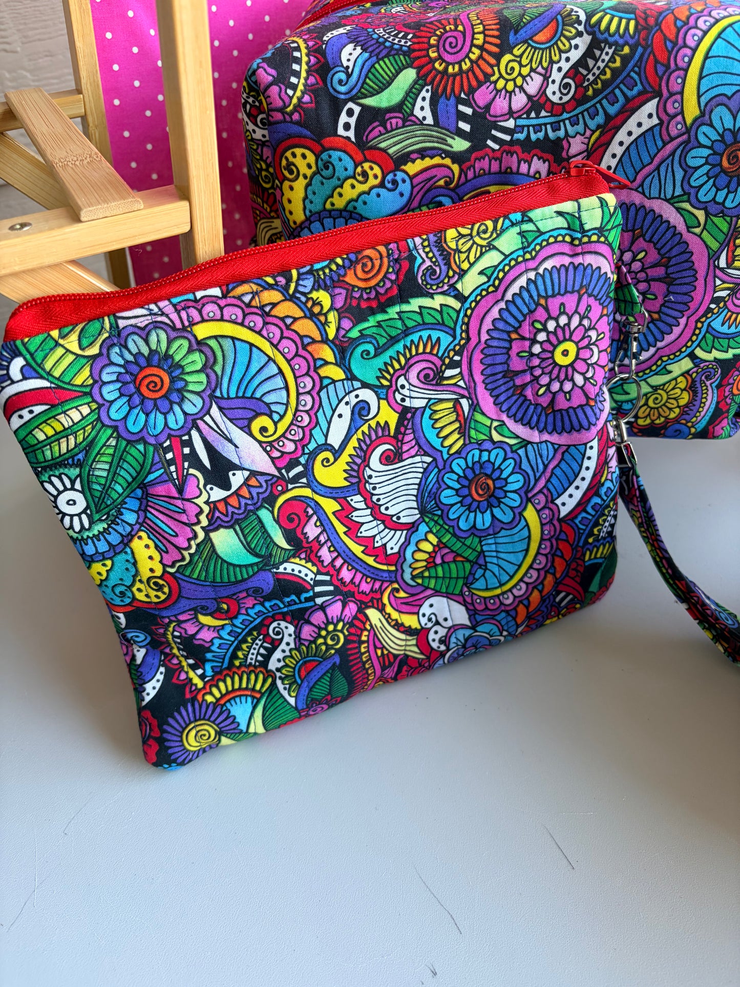 Quilted Abstract Floral Medium Coin Purse