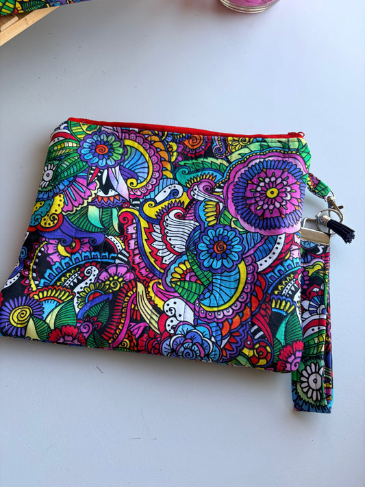 Quilted Abstract Floral Medium Coin Purse