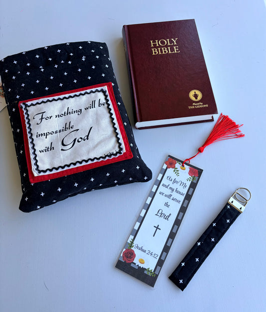 Bible Sleeve for Small Bibles, "For Nothing Will Be Impossible With God".Luke 1:37