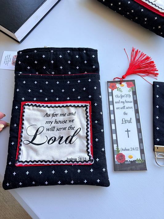 Bible Sleeve for Small Bibles, "As for Me and My House We Will Serve the Lord."