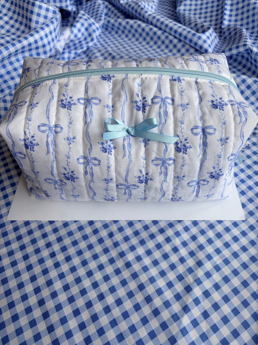 French Blue Ribbons, Boxy Pouch