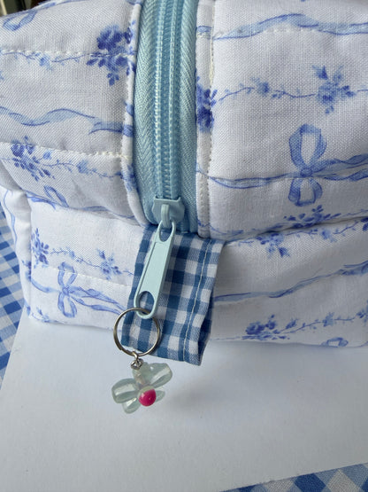 French Blue Ribbons, Boxy Pouch