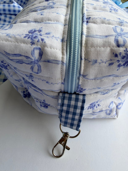 French Blue Ribbons, Boxy Pouch