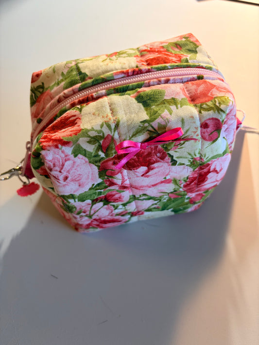 Pink Roses Small Boxy Pouch