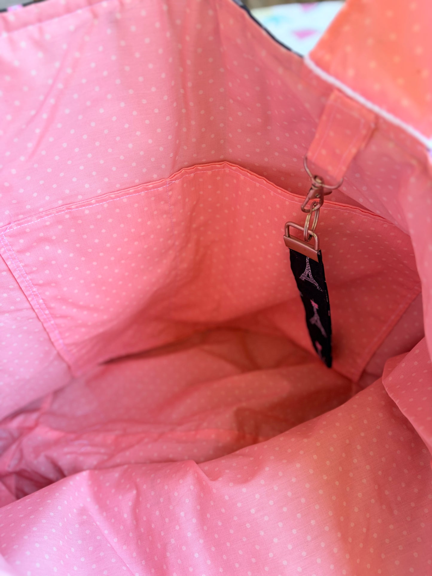 The Eiffel Tower Black and Pink Extra Large Tote