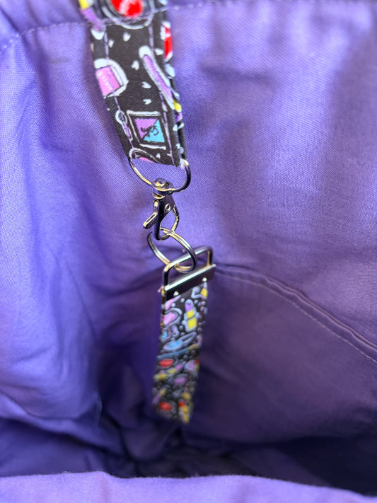 Lavender make-up print extra large handmade tote Bag.
