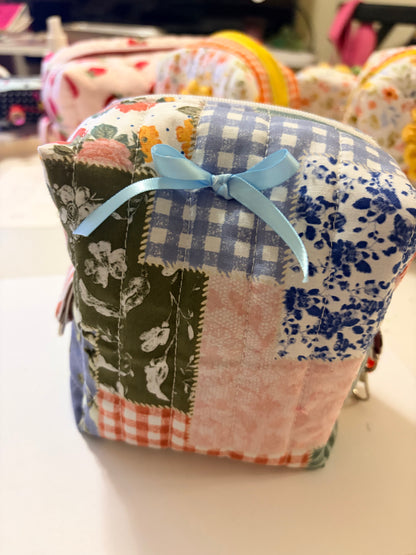 Country Quilt Fabric Small Boxy Pouch