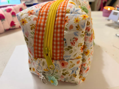 Yellow Flower Applique Boxy Pouch
