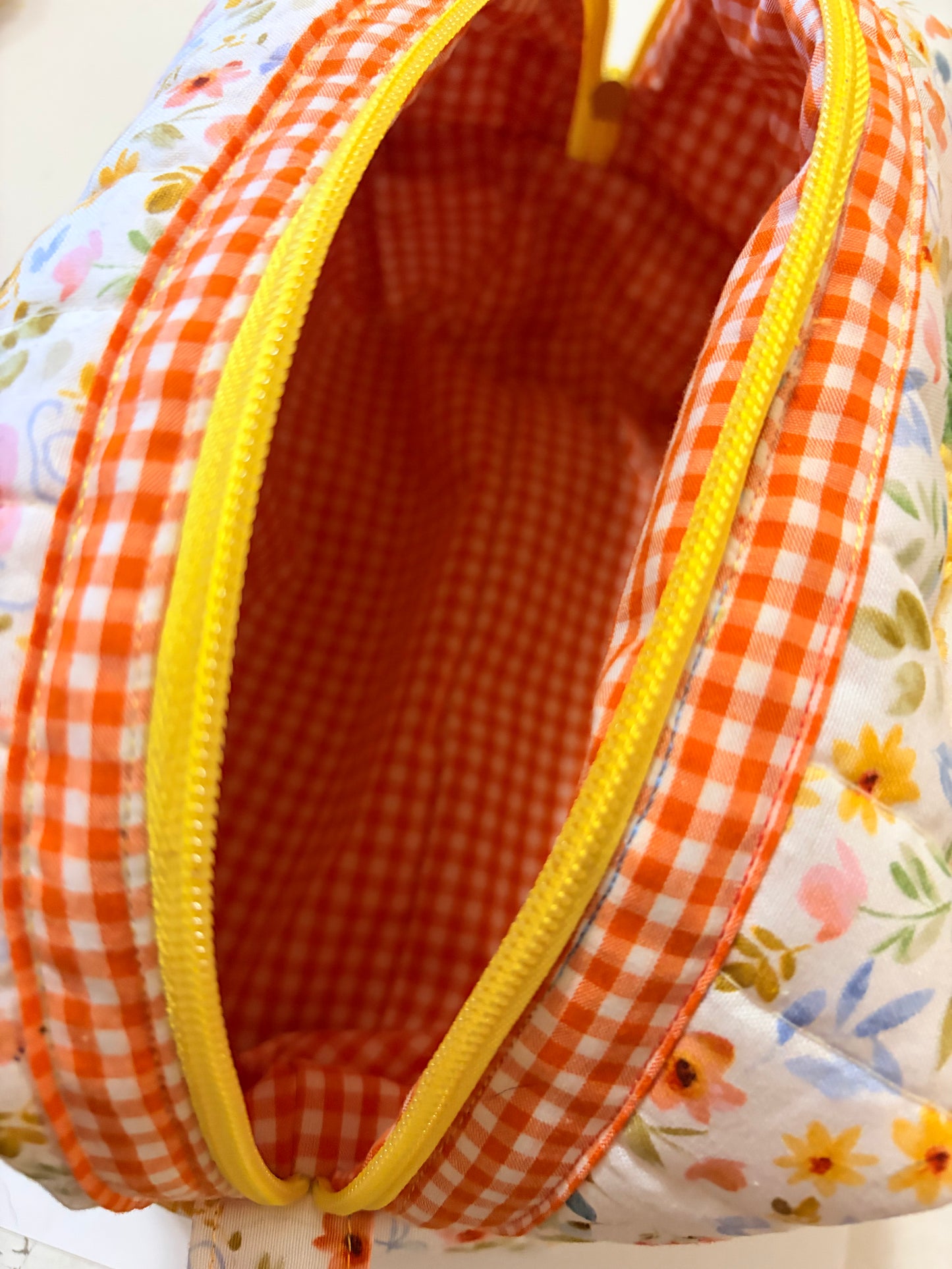 Yellow Flower Applique Boxy Pouch