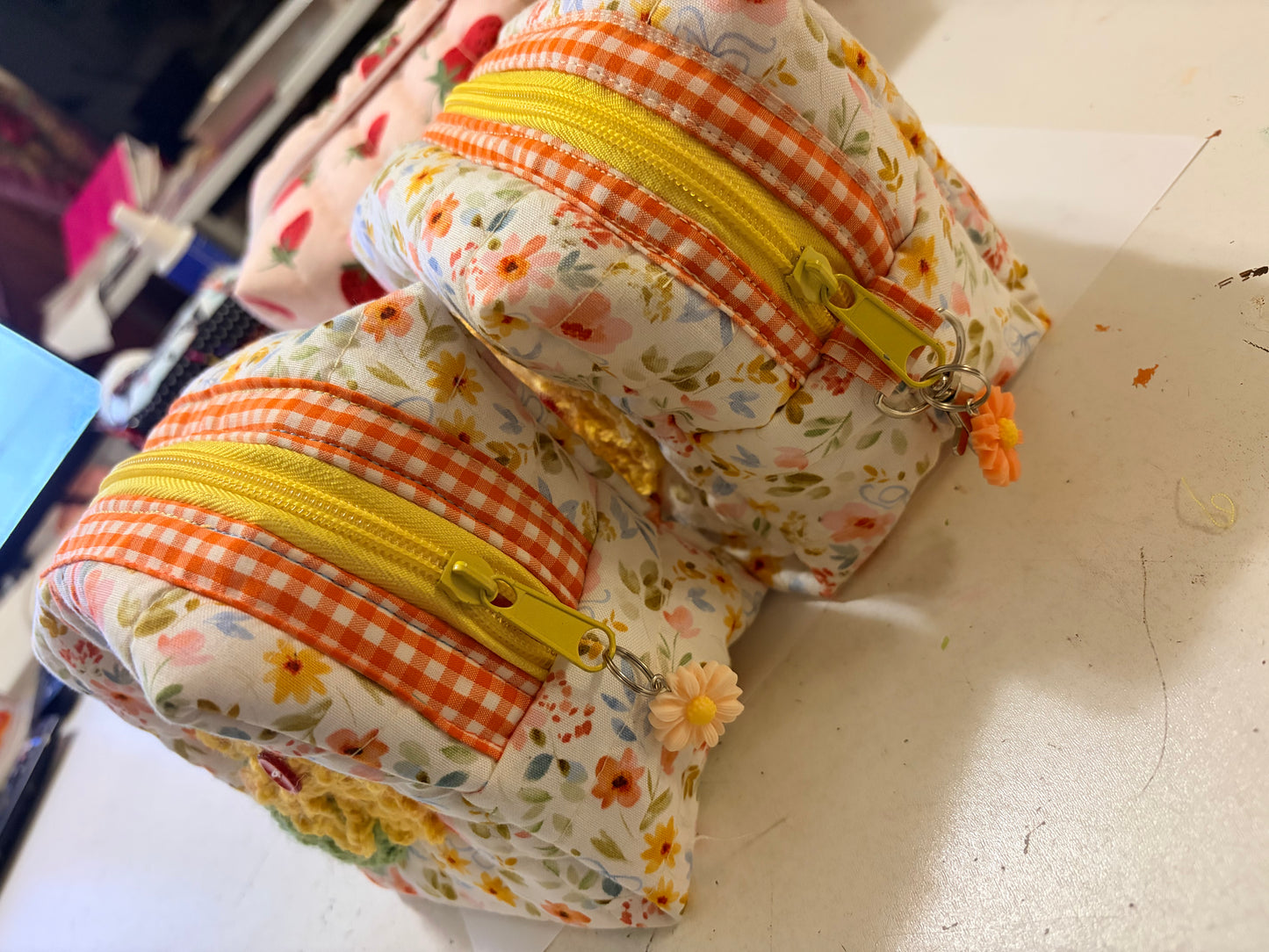 Small Yellow Flower Crochet Boxy Pouch