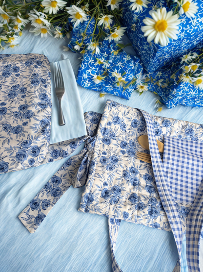 Blue Rose Print Casserole Cover
