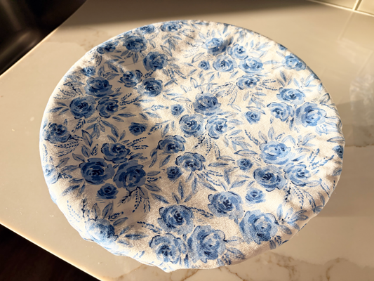 Blue Rose Print Bowl Cover