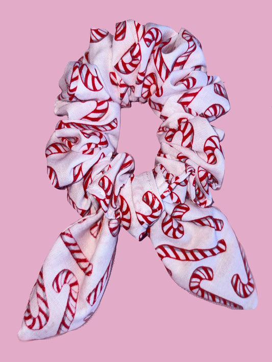 Candy Cane Mini Scrunchie with Tie