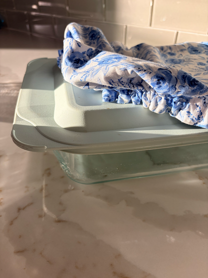 Blue Rose Print Casserole Cover